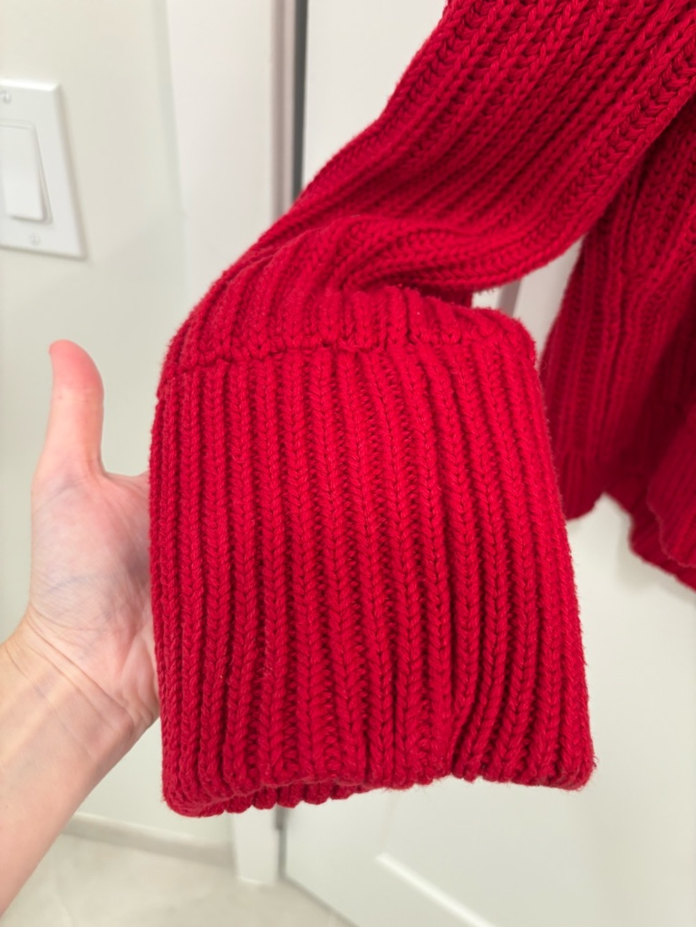 J.Crew Knit Heritage Cotton Fisherman Crewneck Sweater in Racing Red Sz Medium - Picture 6 of 16